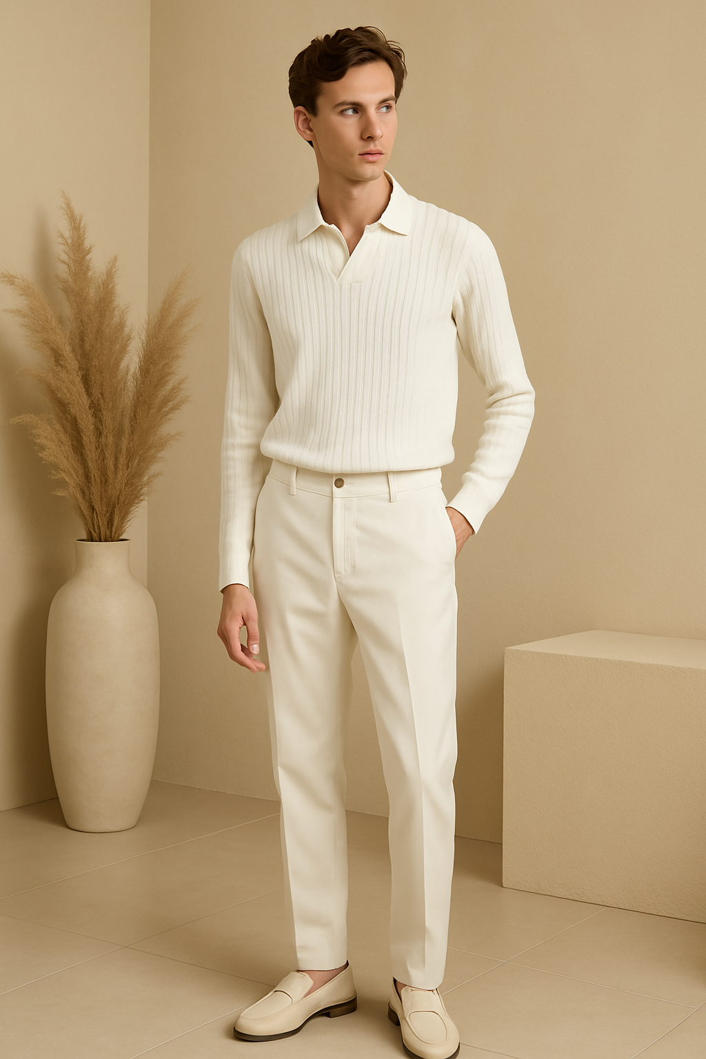 VALENTE Striped Long Sleeve Polo