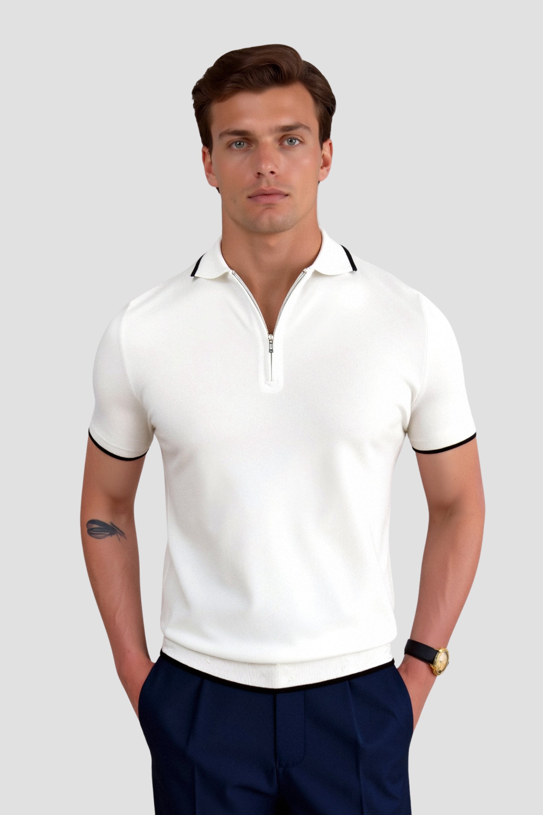 Valente Knitted Quarter Zip Golf Polo