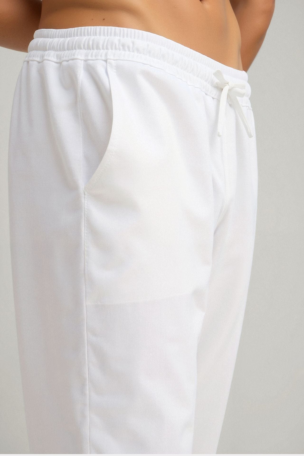 VALENTE Cotton & Linen Blend Drawstring Pants