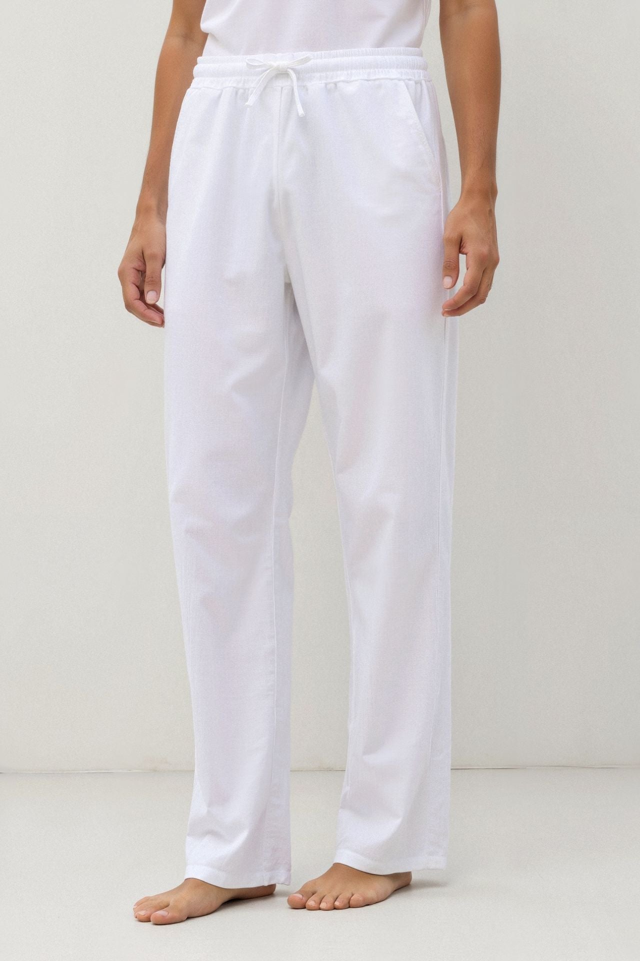 VALENTE Cotton & Linen Blend Drawstring Pants