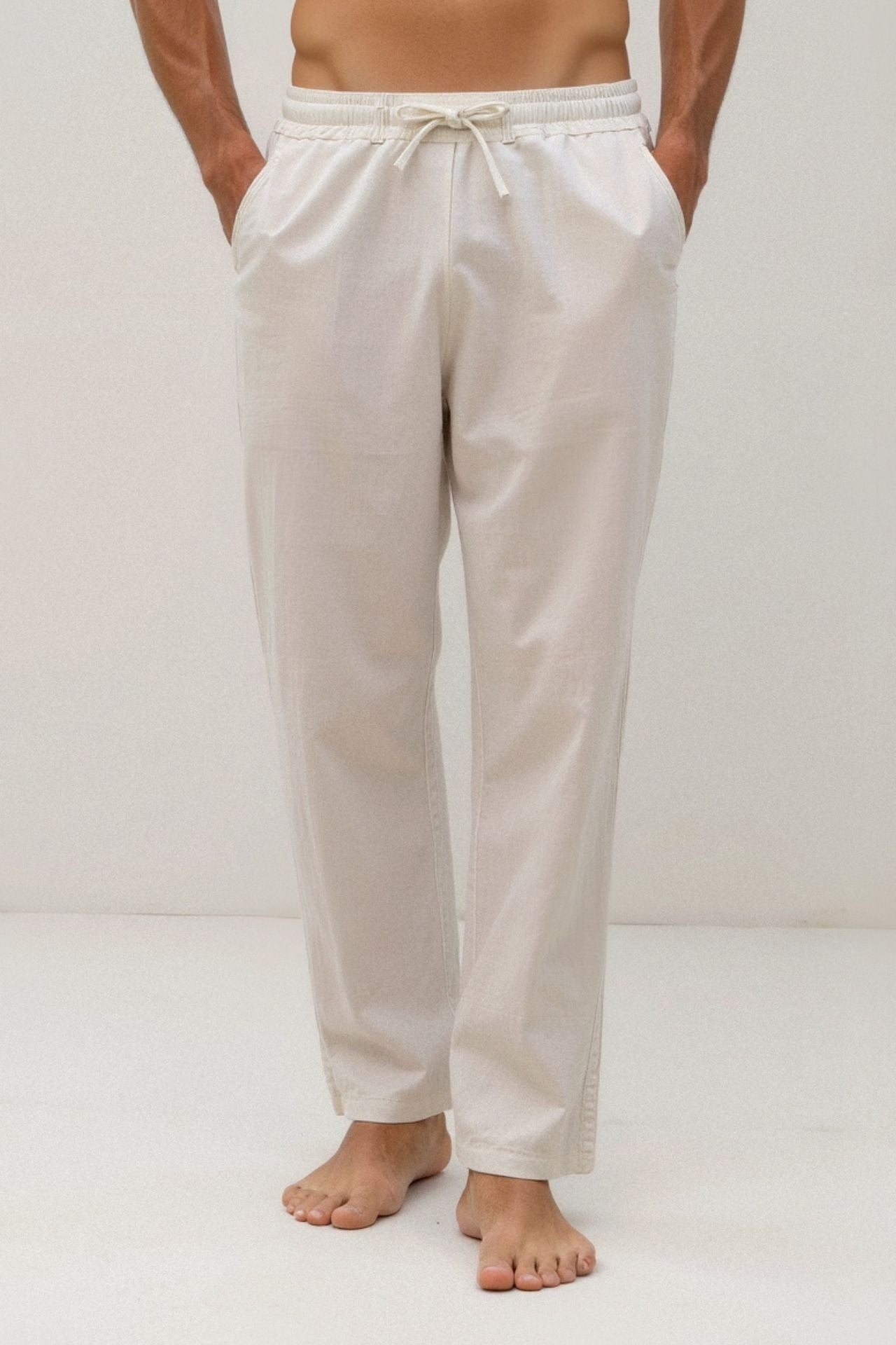 VALENTE Cotton & Linen Blend Drawstring Pants