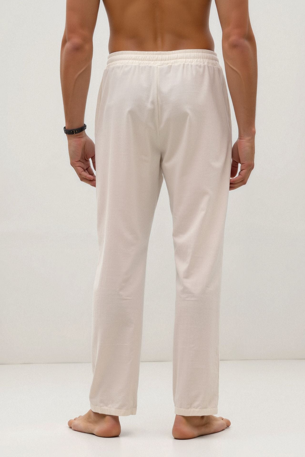 VALENTE Cotton & Linen Blend Drawstring Pants
