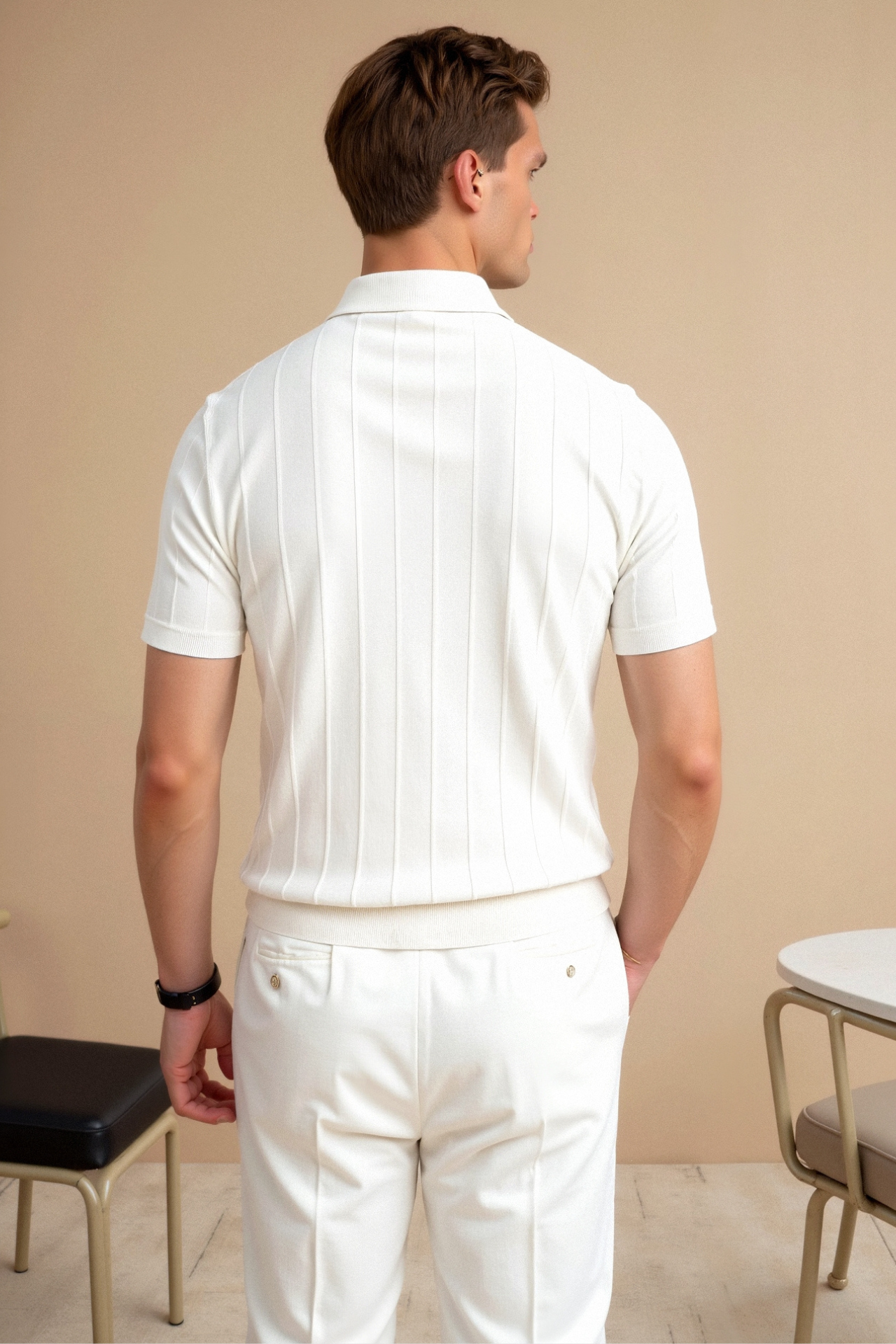 VALENTE Vertical Striped Button Up Polo
