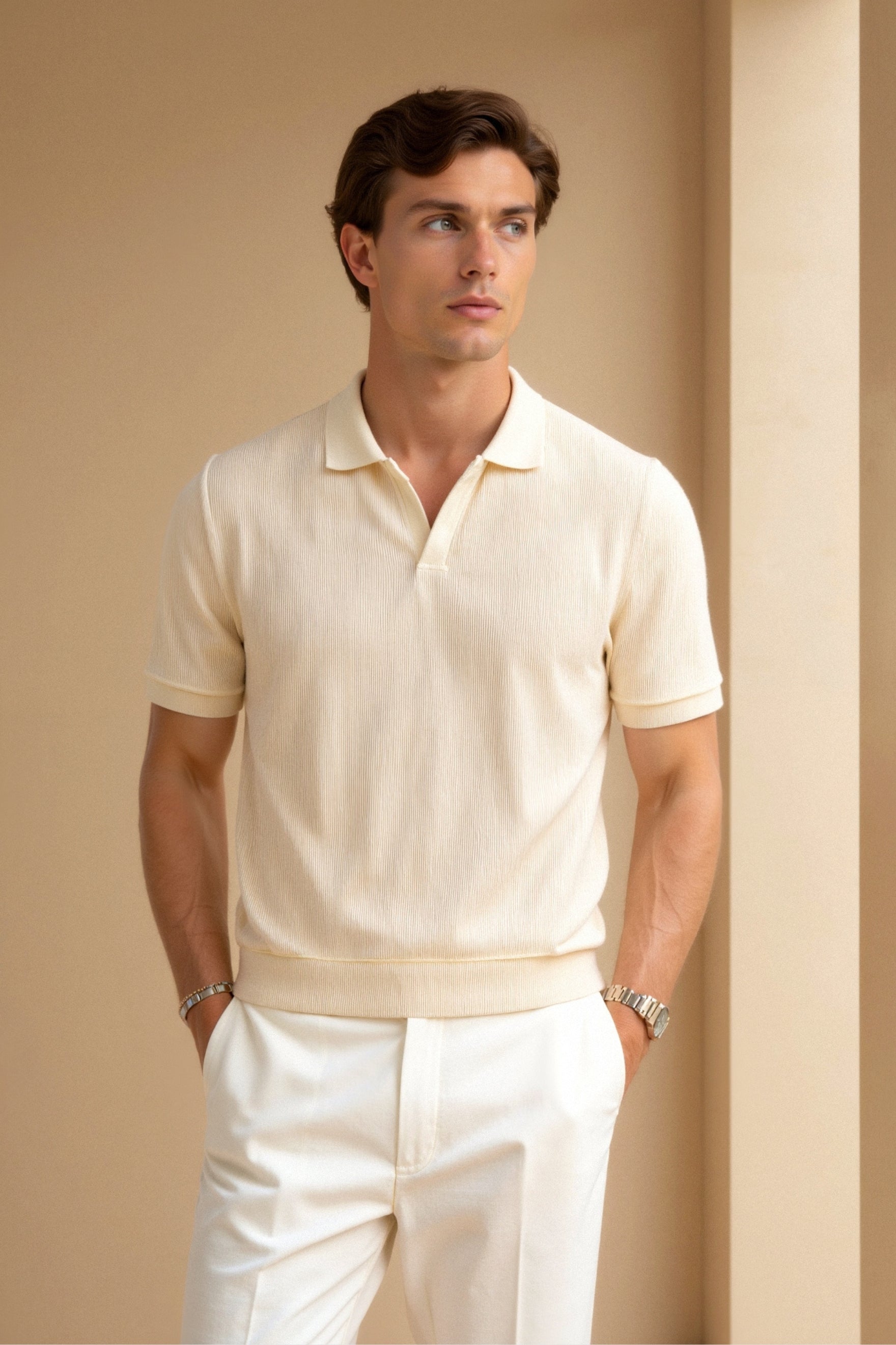 Valente Woolen Structure Polo T-Shirt