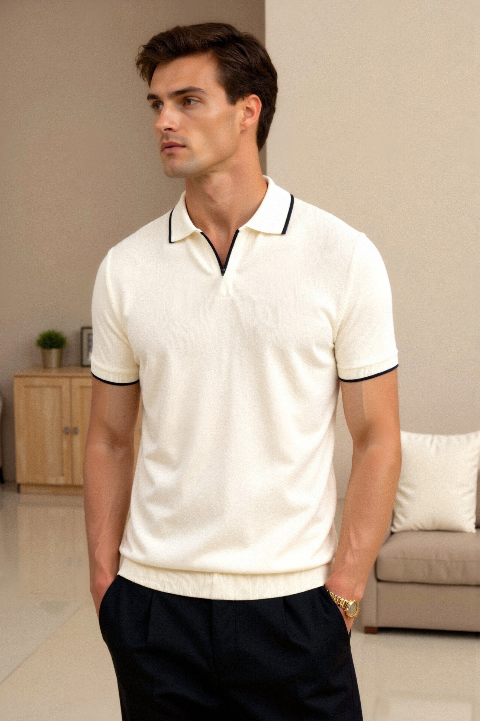 VALENTE Contrast Slim Fitted Polo