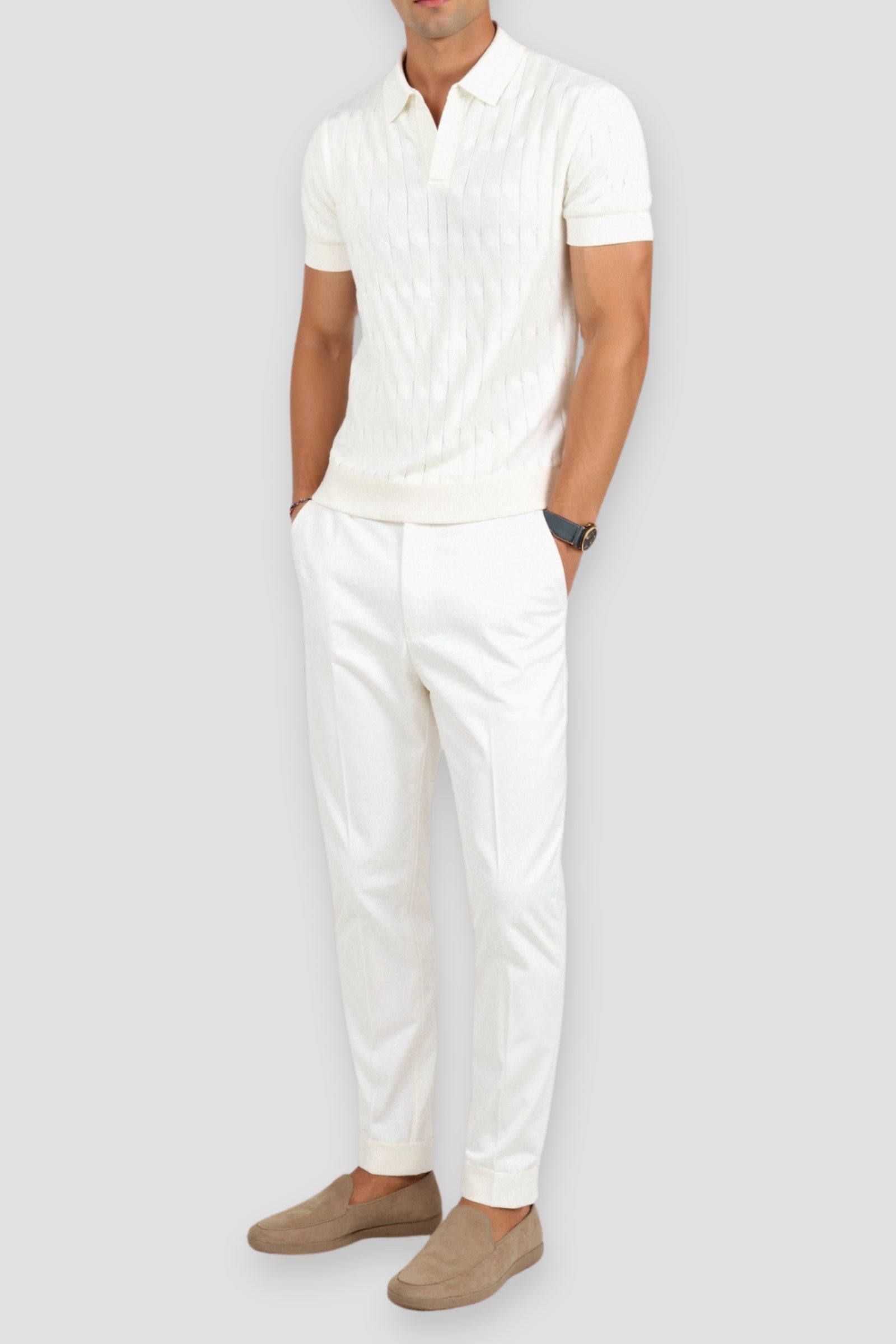VALENTE Premium V-Neck Cable Knit Polo