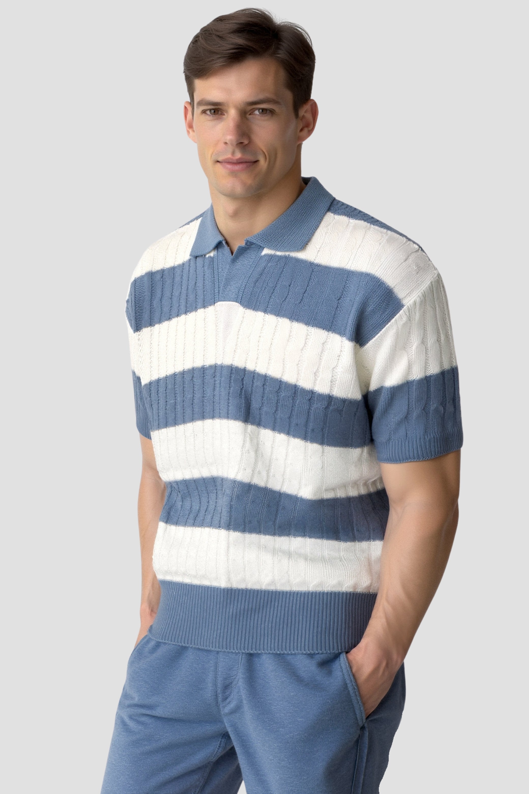 VALENTE White Stripe Polo