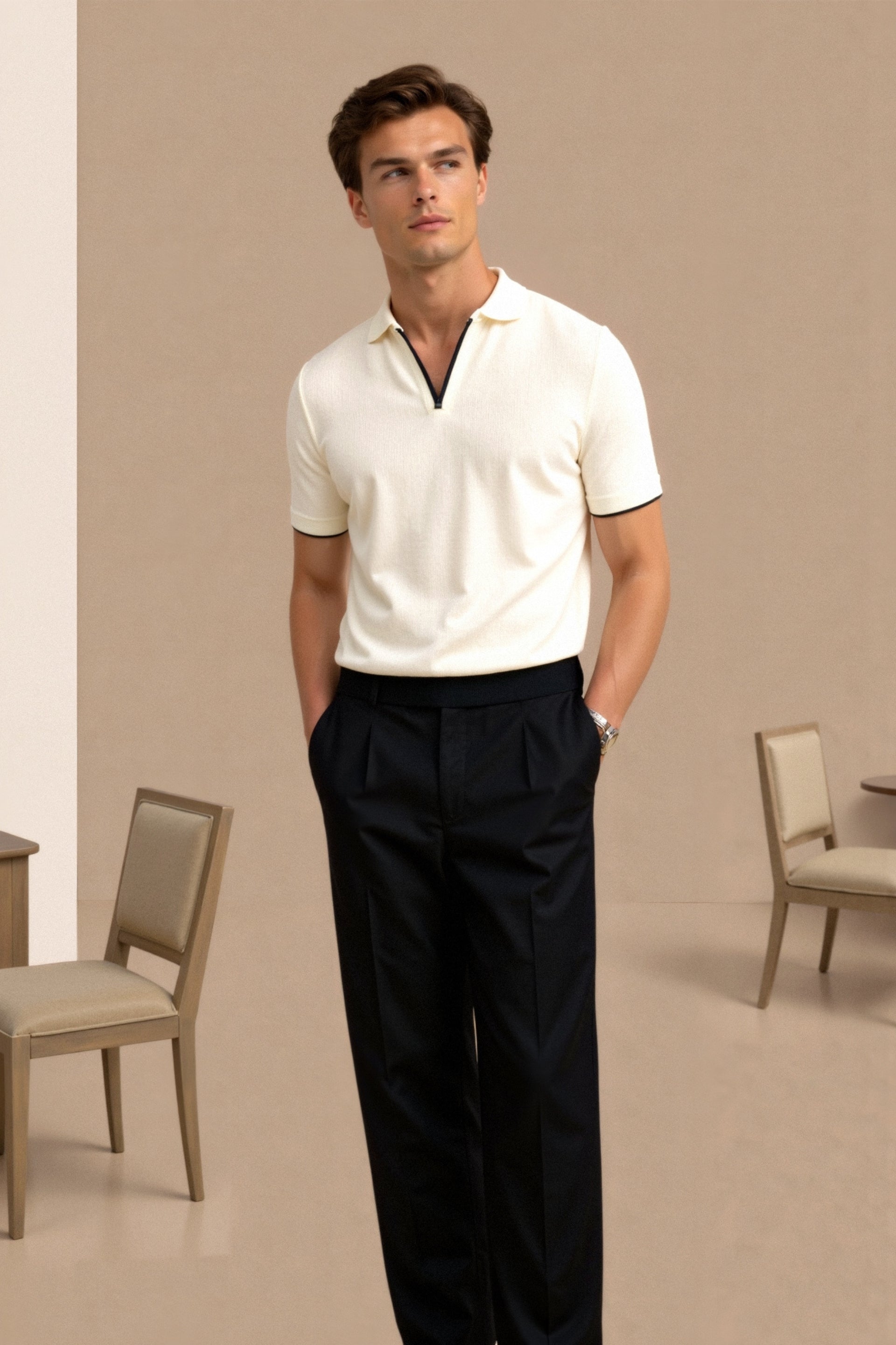 VALENTE Contrast Slim Fitted Polo