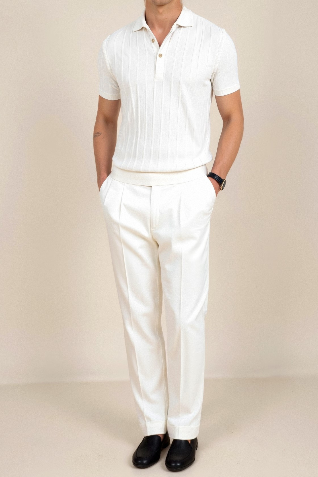 VALENTE Vertical Striped Button Up Polo