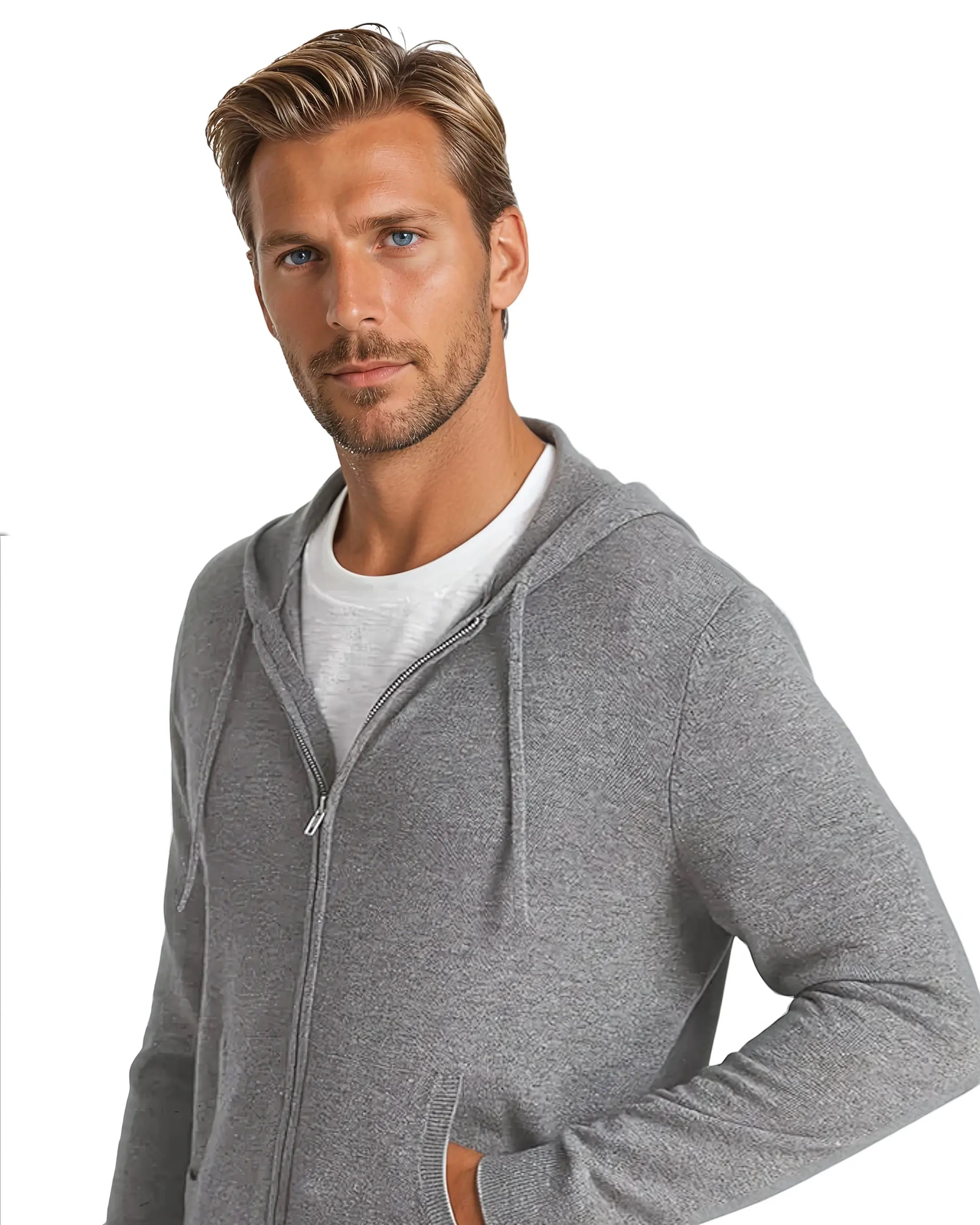 Cashmere Knit Zip Vest - Dark Grey