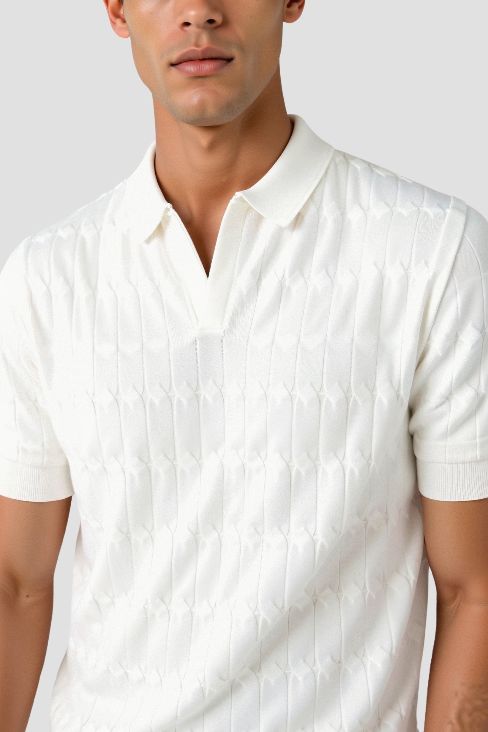 VALENTE Premium V-Neck Cable Knit Polo