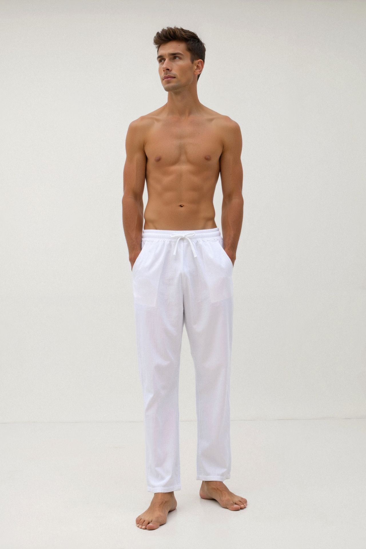 VALENTE Cotton & Linen Blend Drawstring Pants