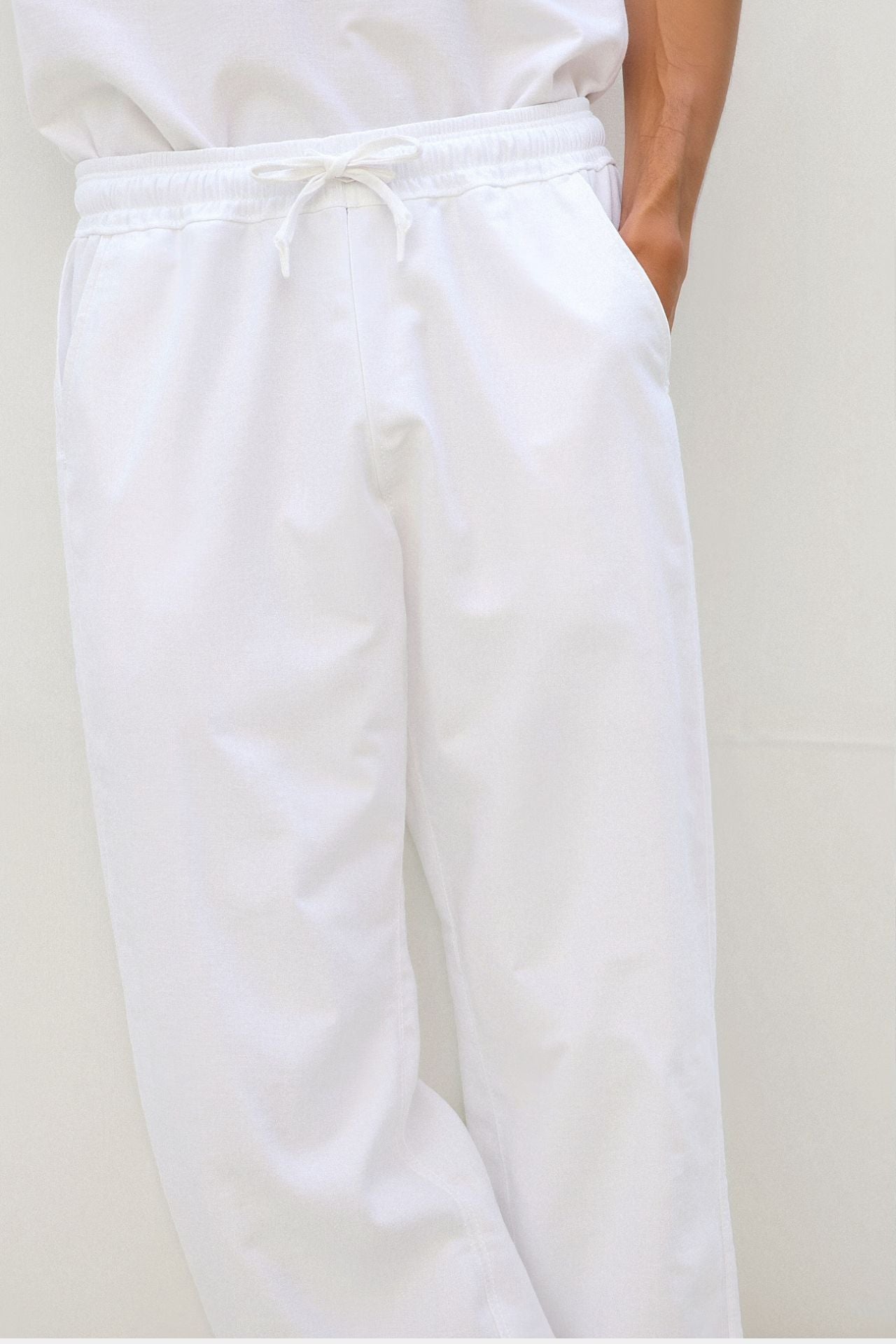 VALENTE Cotton & Linen Blend Drawstring Pants
