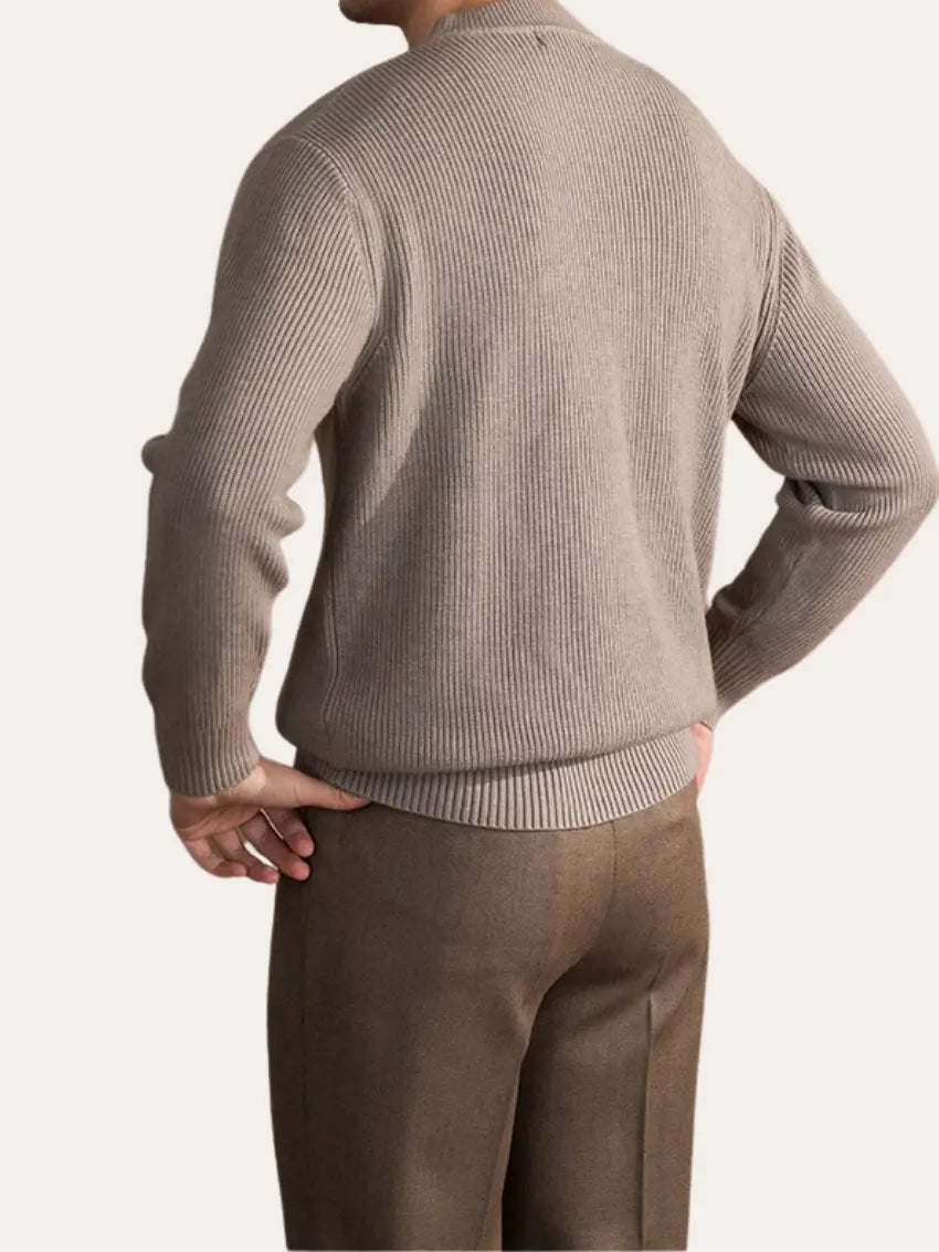 Ribbed Crew Neck Sweater – Grey
