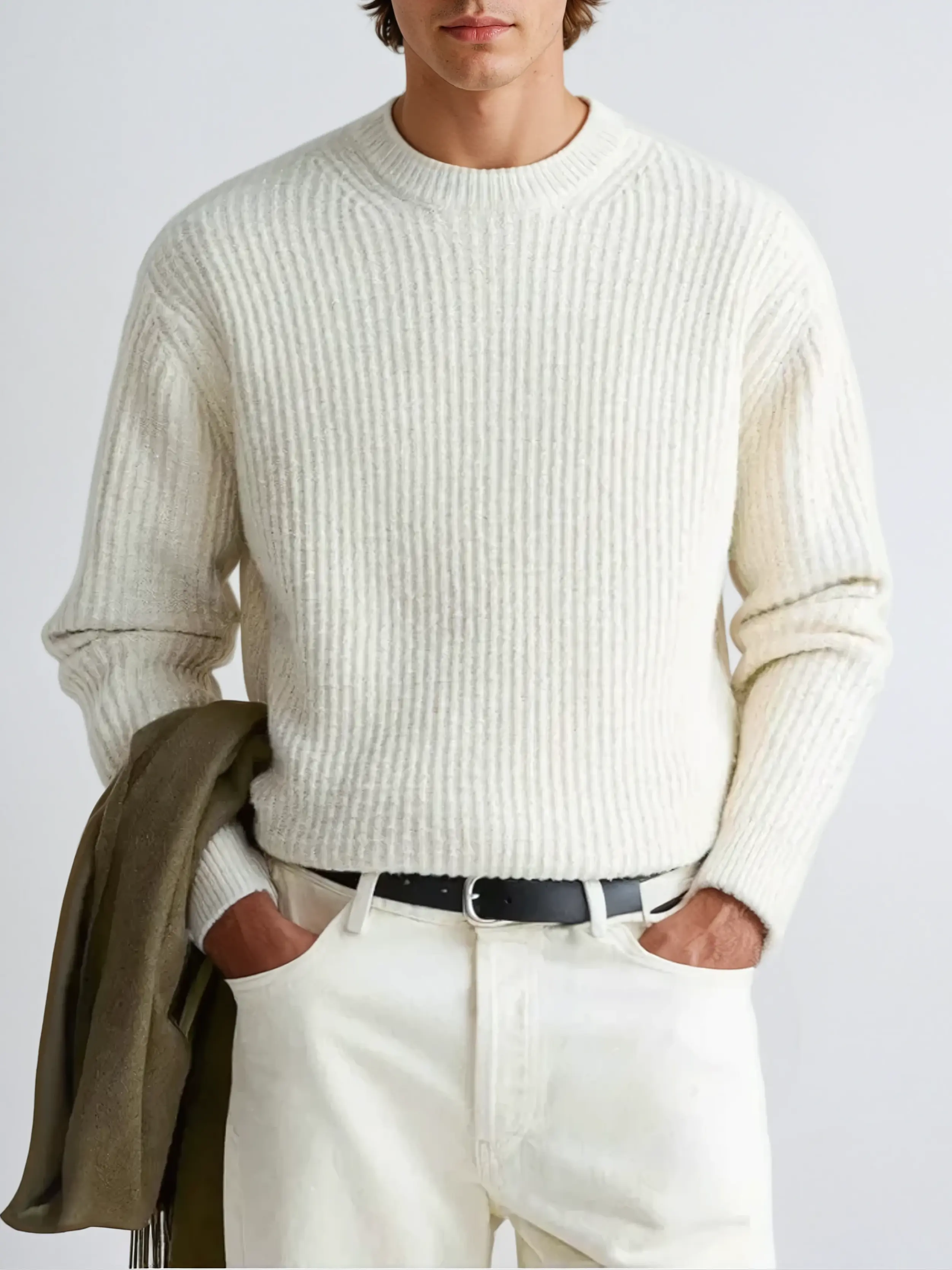 Ribbed Crew Neck Sweater