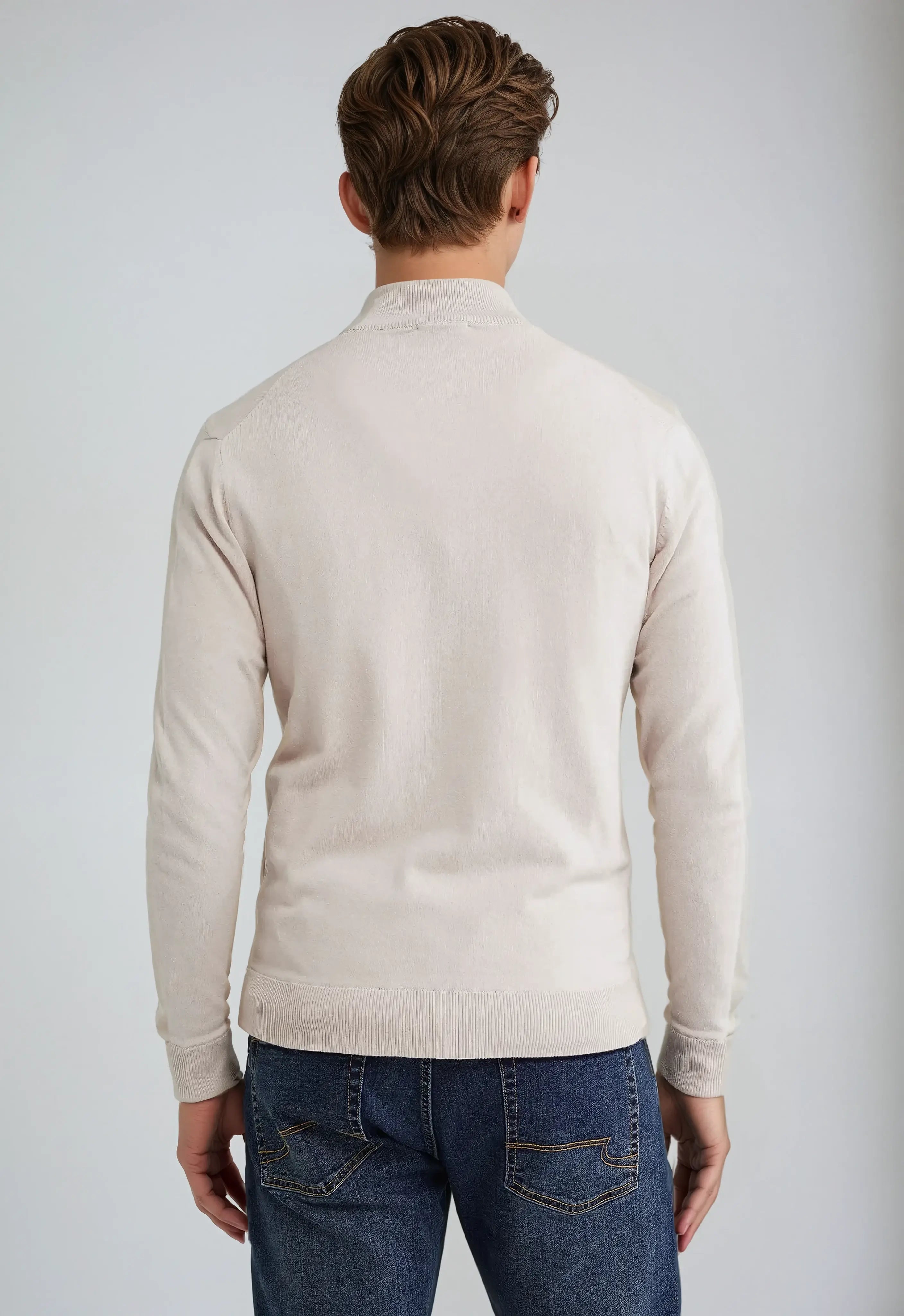 Full Zip Sweater – Beige
