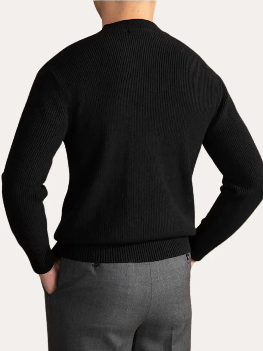 Ribbed Crew Neck Sweater – Black