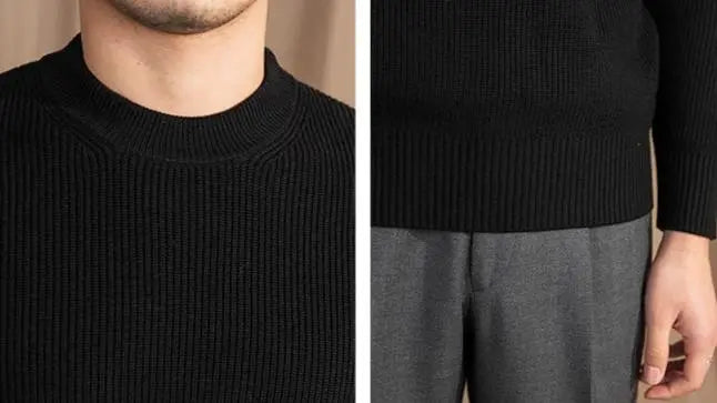 Ribbed Crew Neck Sweater – Black