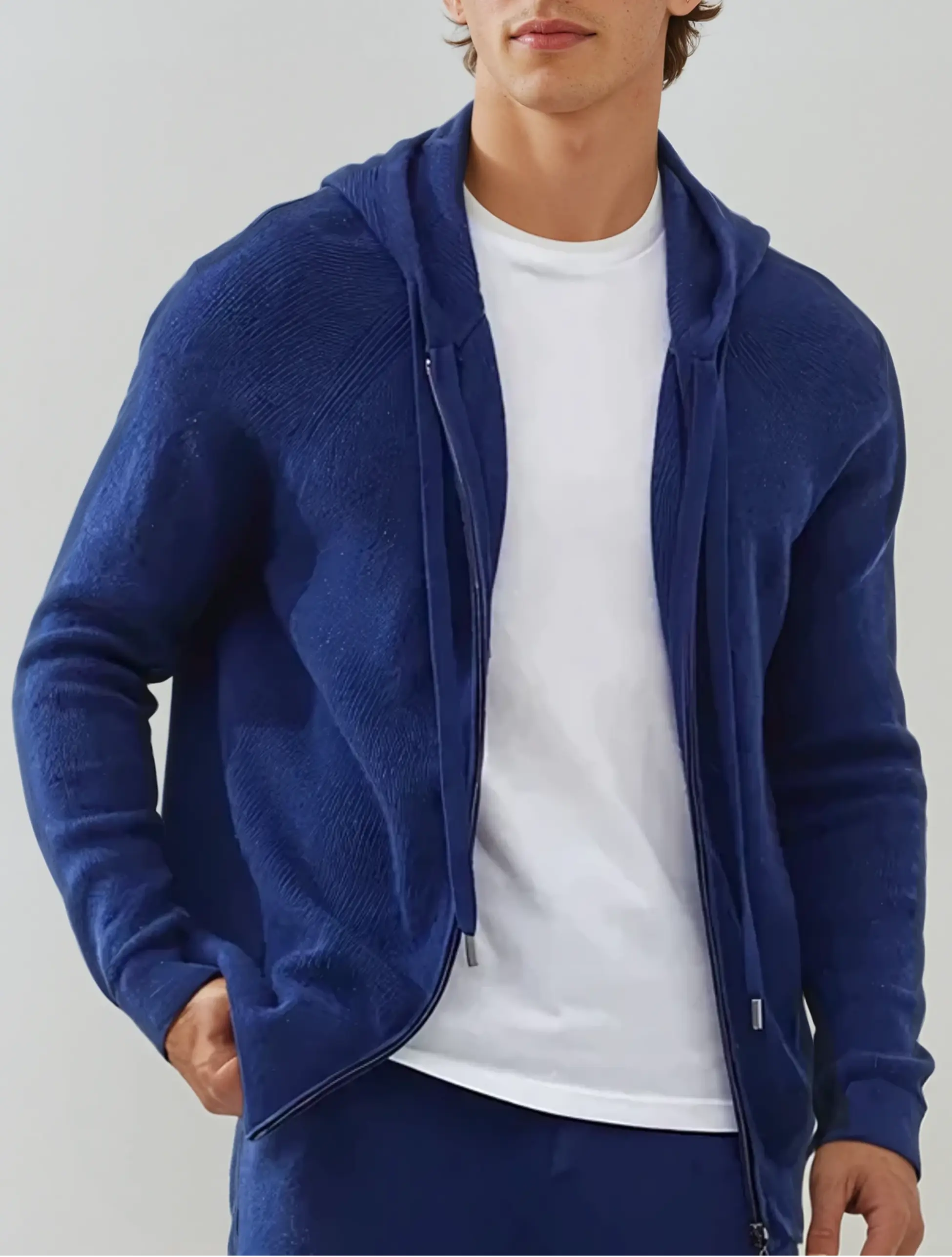 Cashmere Knit Zip Vest – Intense Blue
