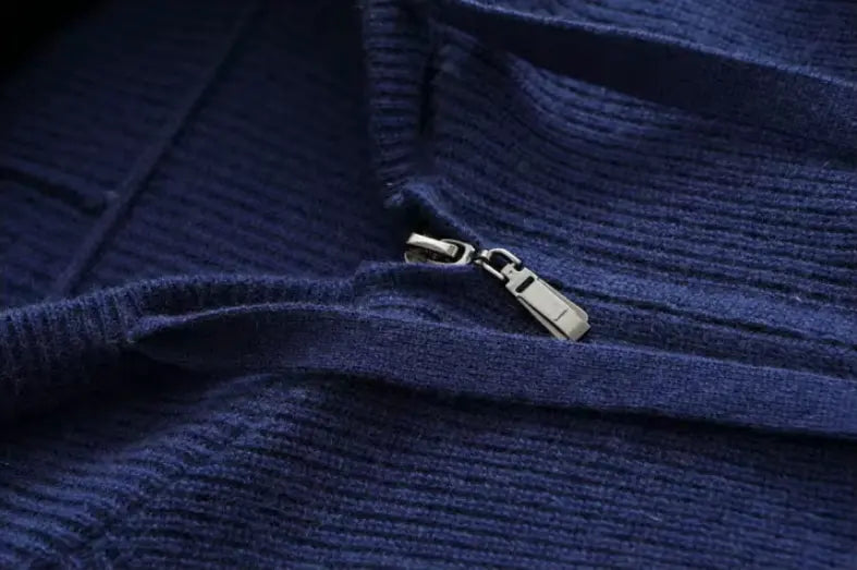 Cashmere Knit Zip Vest – Intense Blue