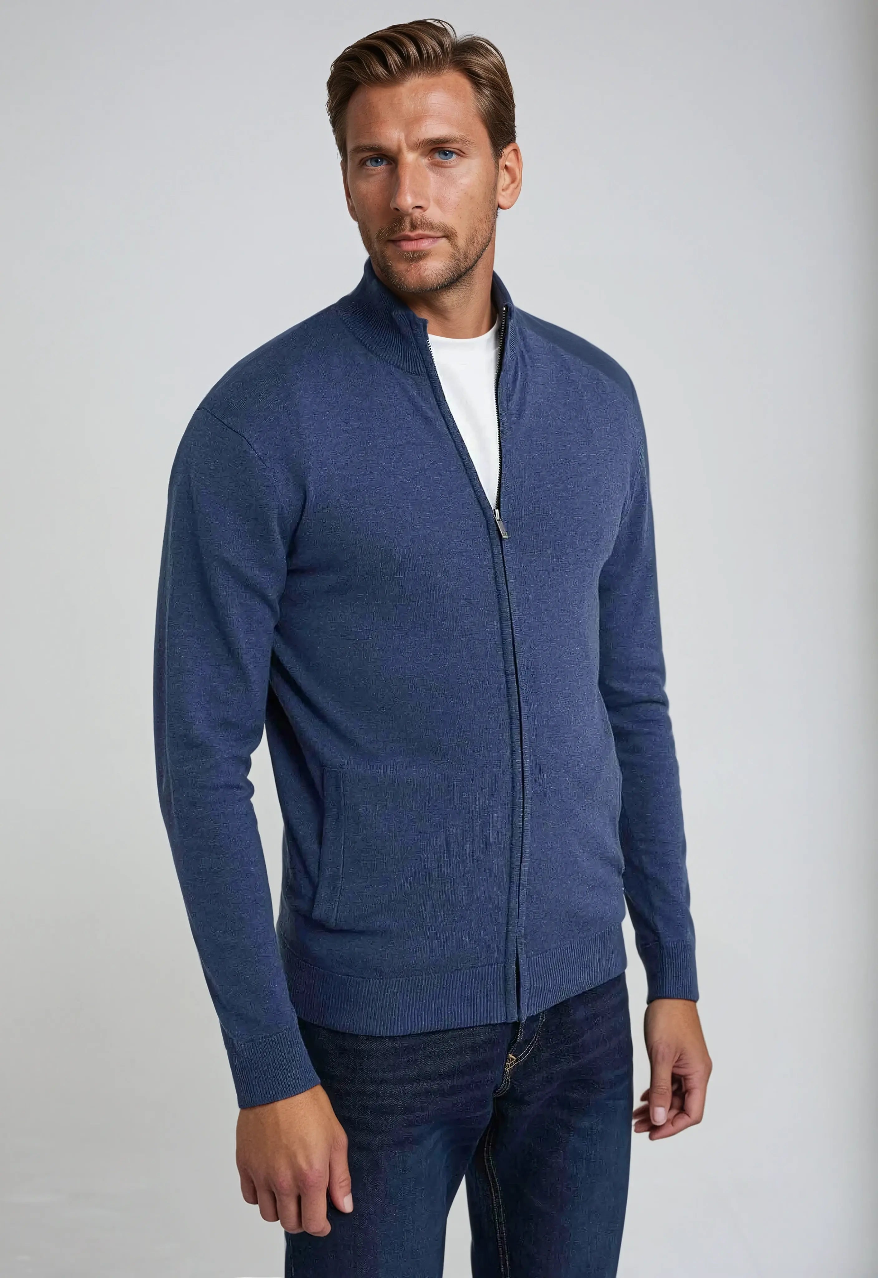Full Zip Sweater – Blue