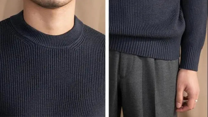 Ribbed Crew Neck Sweater – Navy Blue