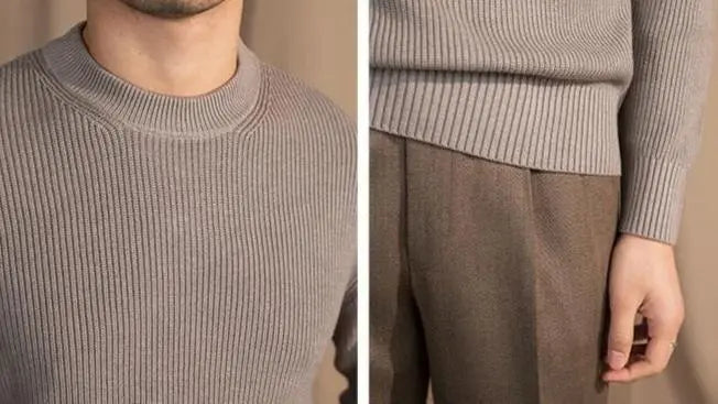 Ribbed Crew Neck Sweater – Grey