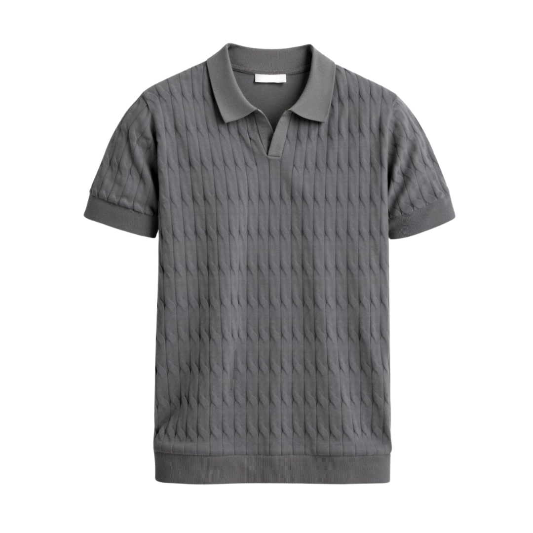 VALENTE Premium V-Neck Cable Knit Polo