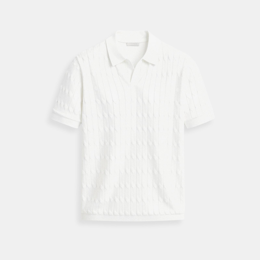 VALENTE Premium V-Neck Cable Knit Polo