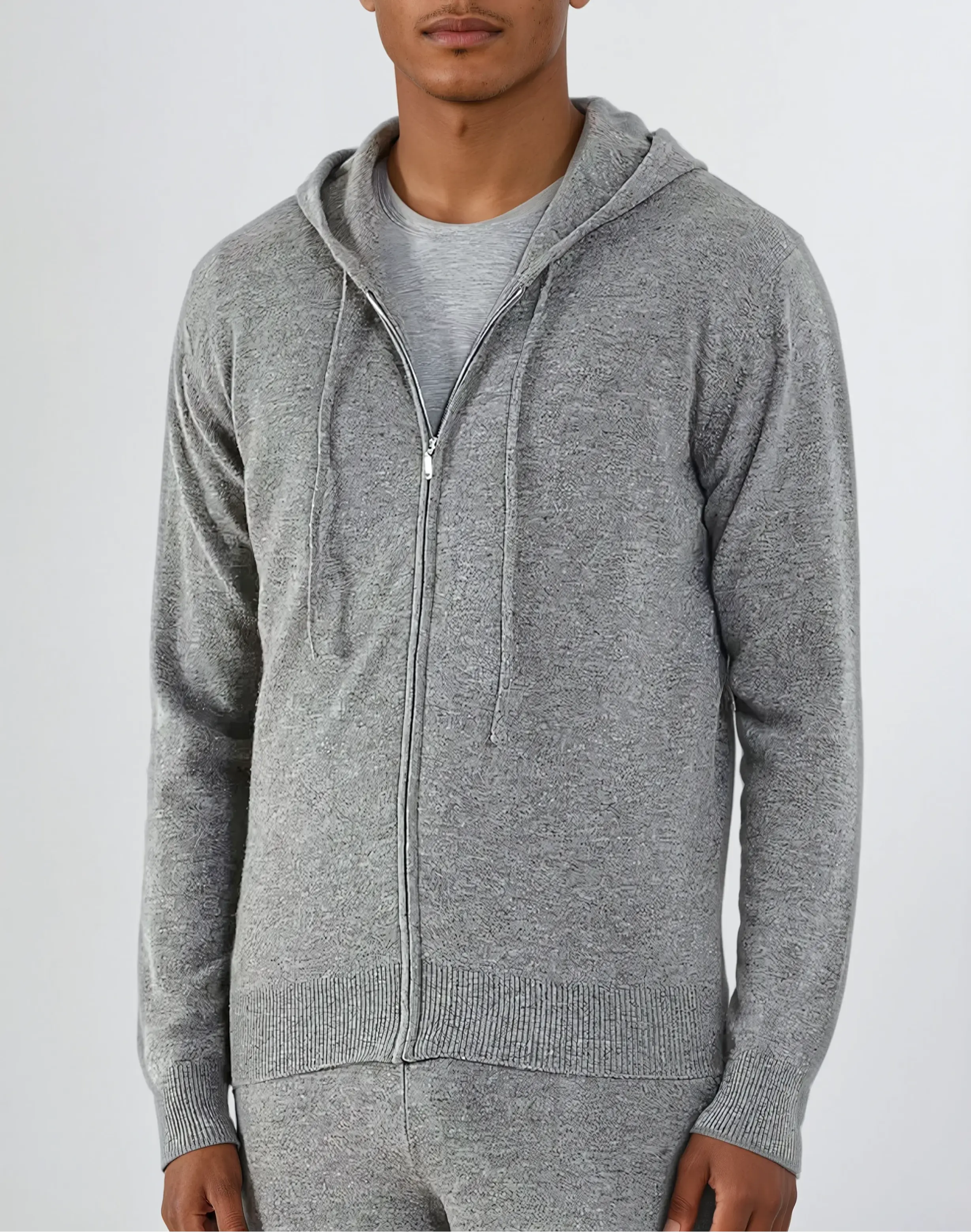 Cashmere Knit Zip Vest – Light Grey