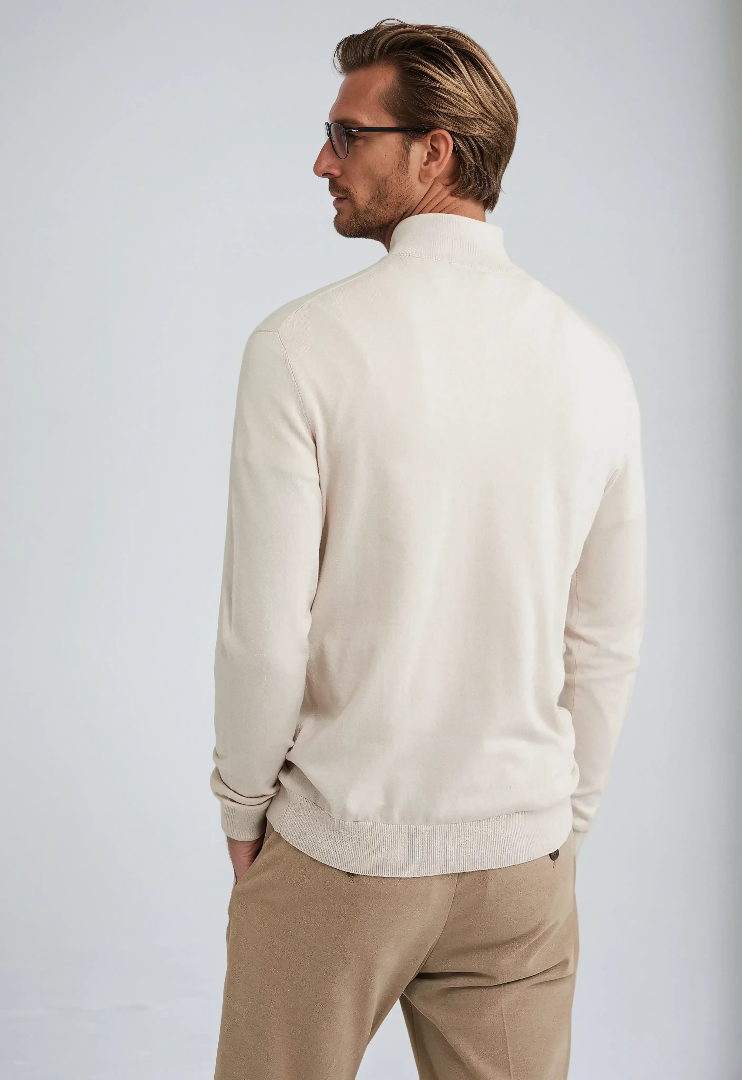Essential Half Zip Sweater – Beige