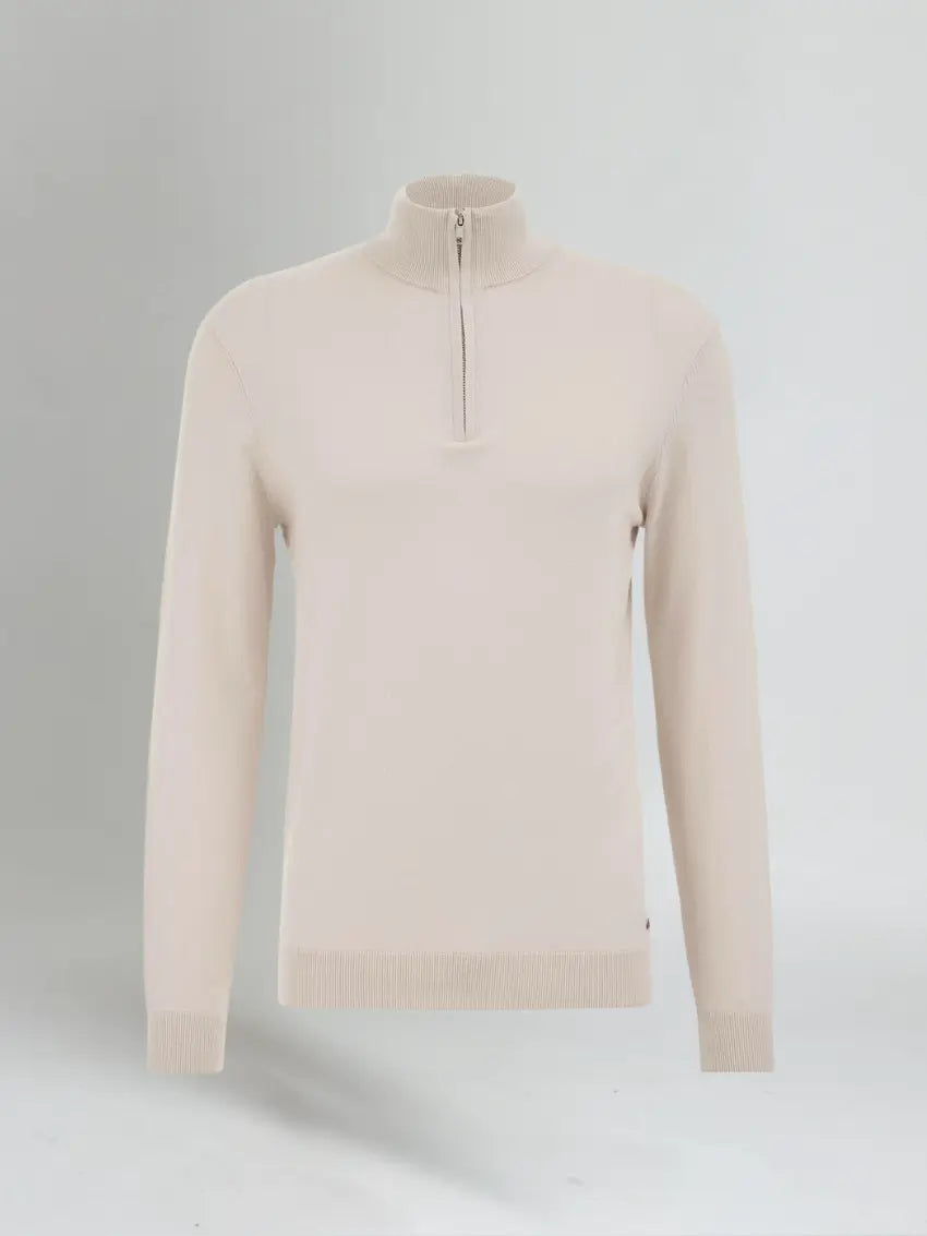 Essential Half Zip Sweater – Beige