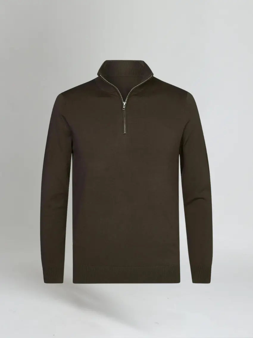 Essential Half Zip Sweater – Dark Brown