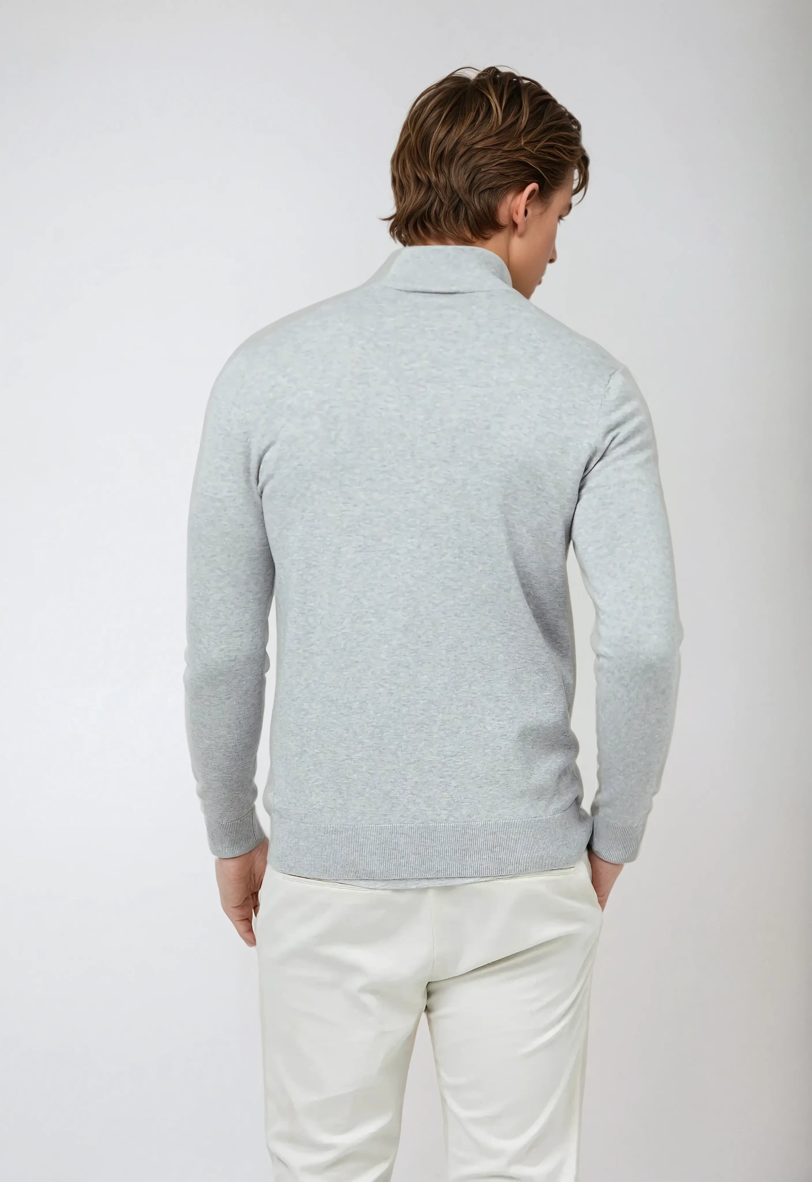 Essential Half Zip Sweater – Light Grey