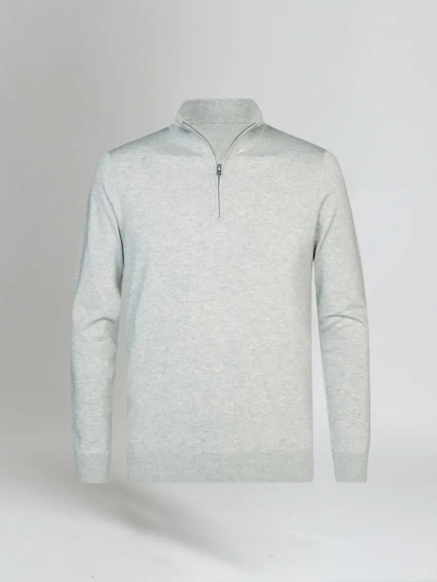 Essential Half Zip Sweater – Light Grey