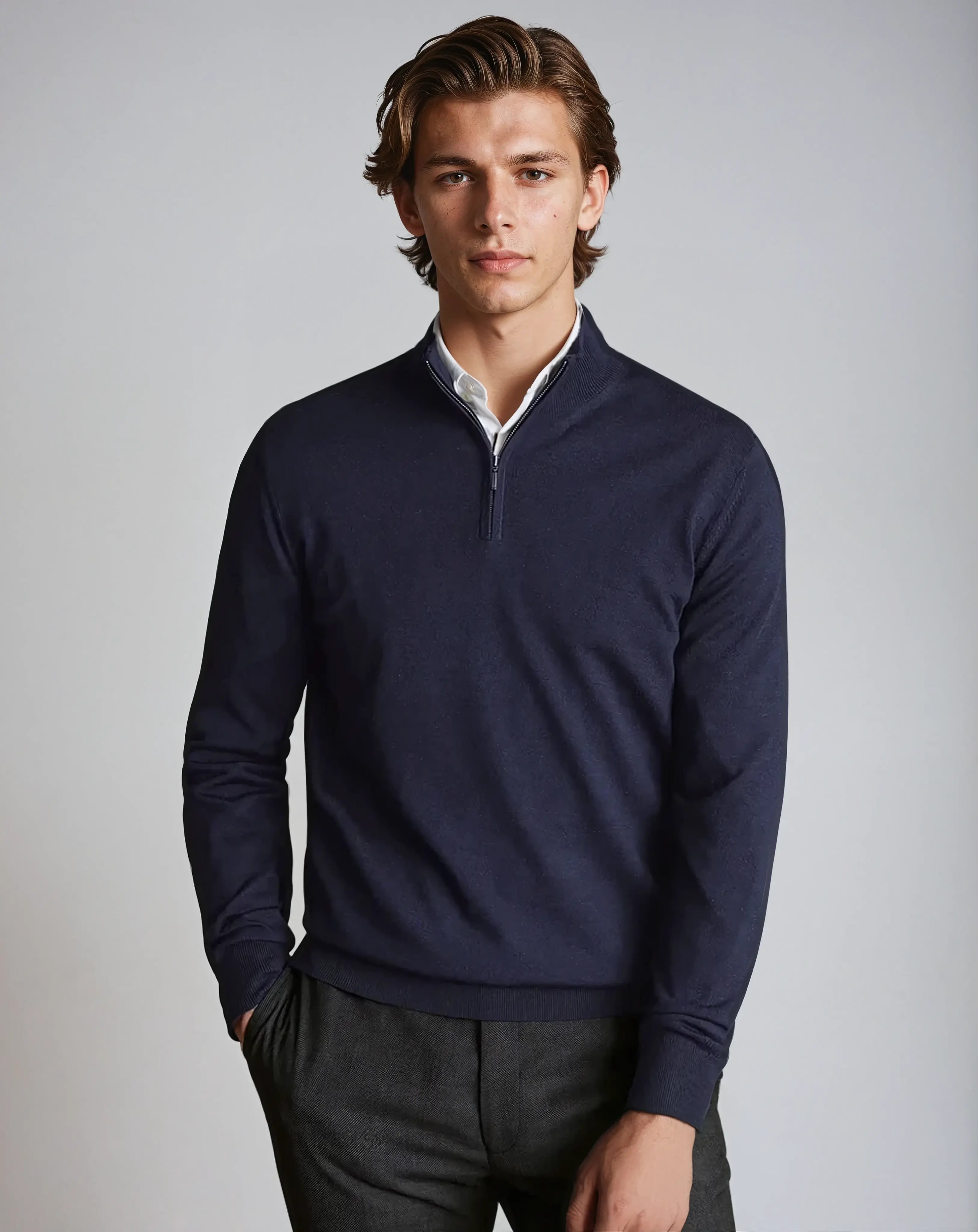 Essential Half Zip Sweater – Navy Blue