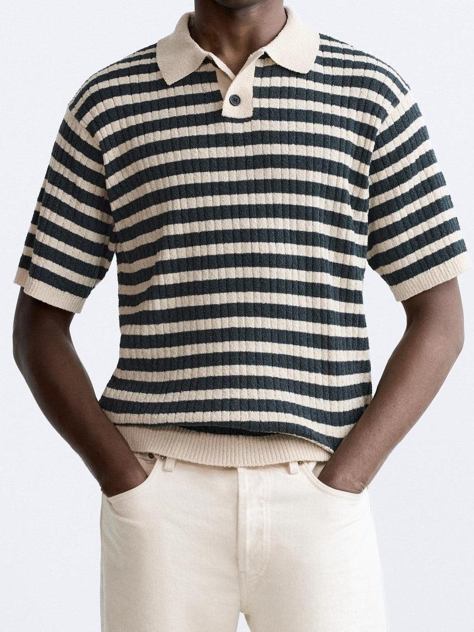 VALENTE Knitted Striped Polo