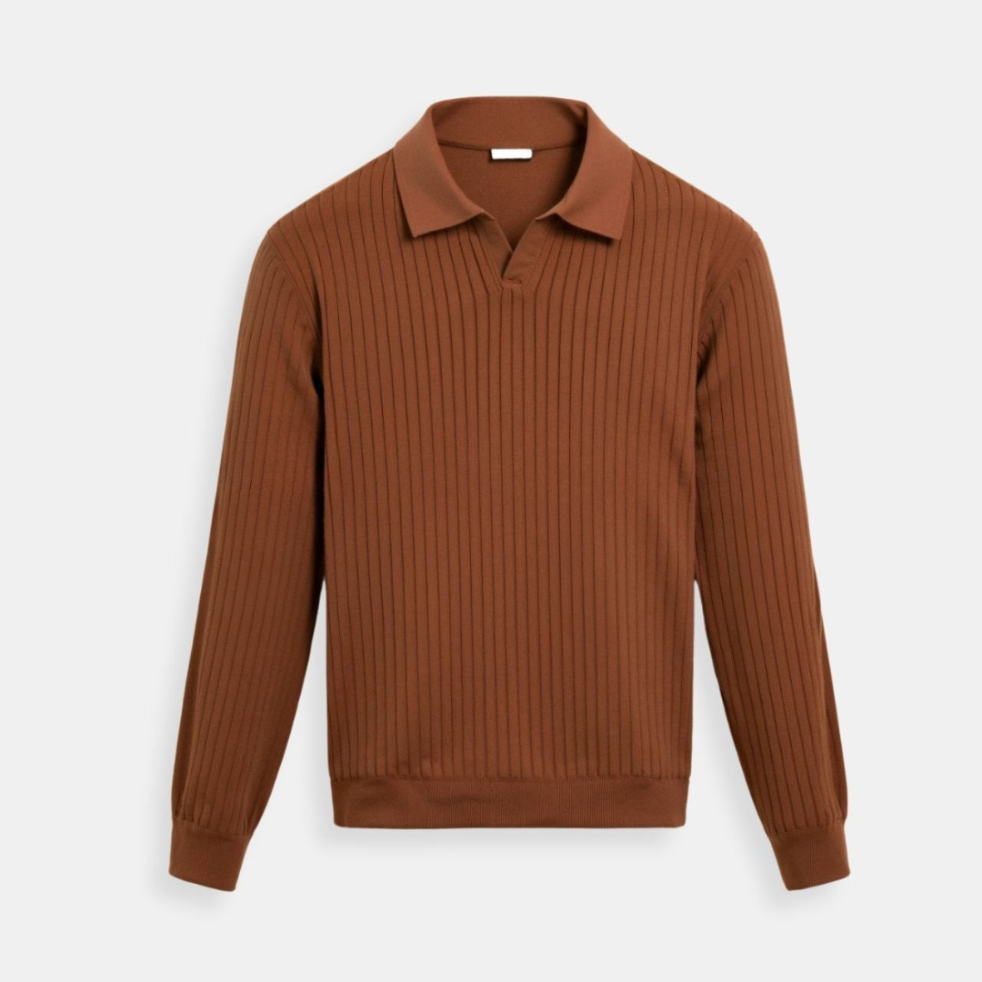 VALENTE Striped Long Sleeve Polo