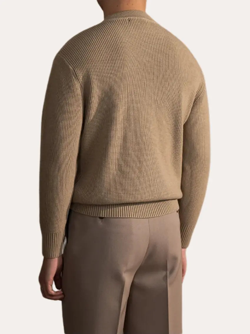 Ribbed Crew Neck Sweater – Khaki