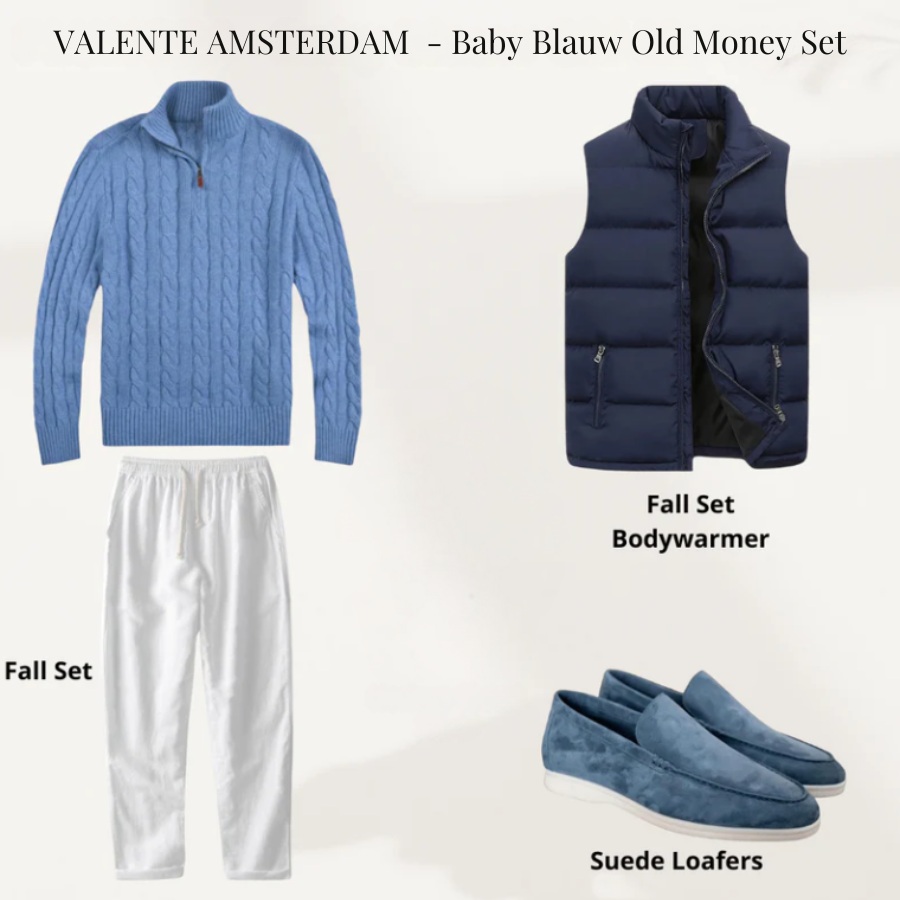 Valente – Baby Blue Fall Old Money Set with Gilet for Men