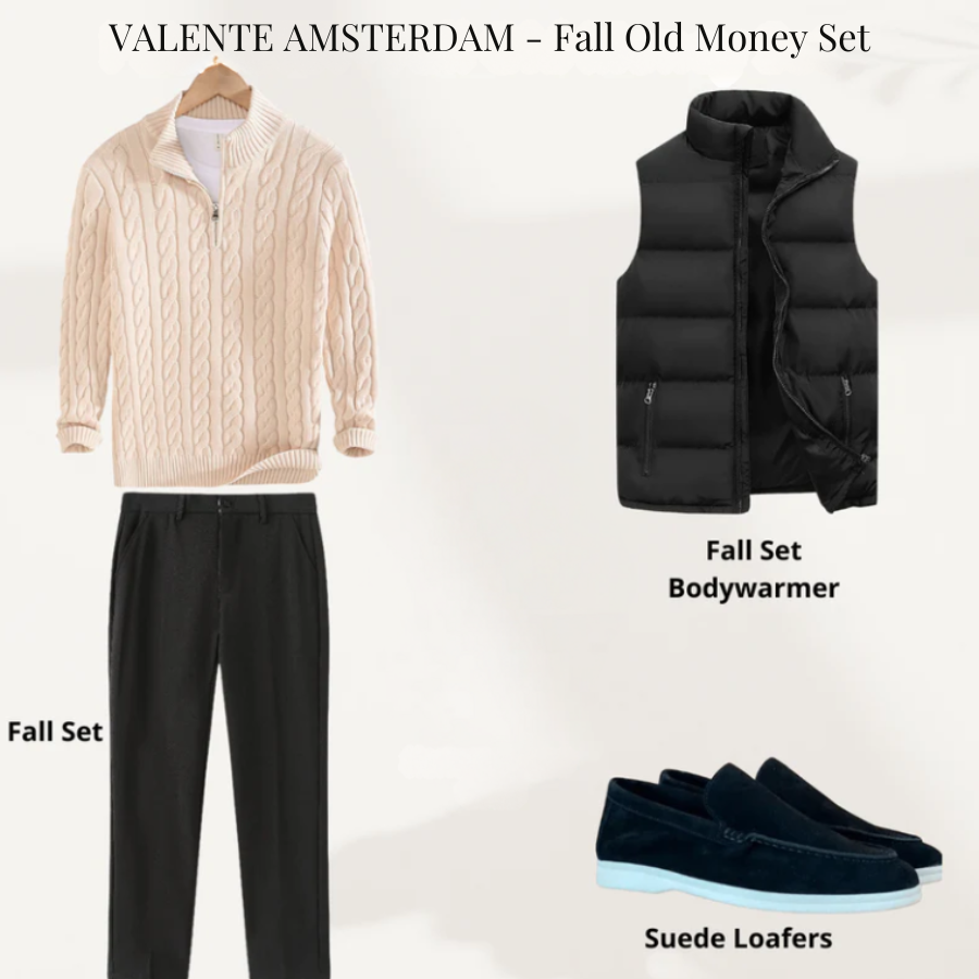 Valente - Beige Herfst Old Money Set Met Bodywarmer