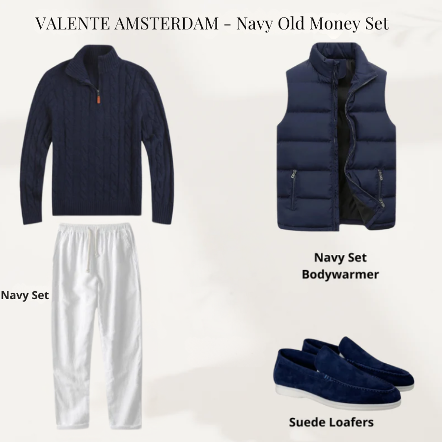 Valente - Navy Herfst Old Money Set Met Bodywarmer