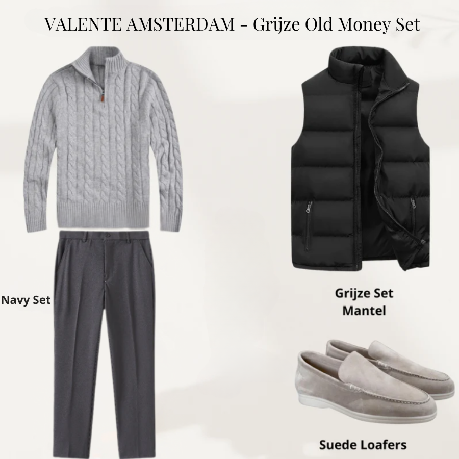 Valente - Grijze Herfst Old Money Set Met Bodwarmer
