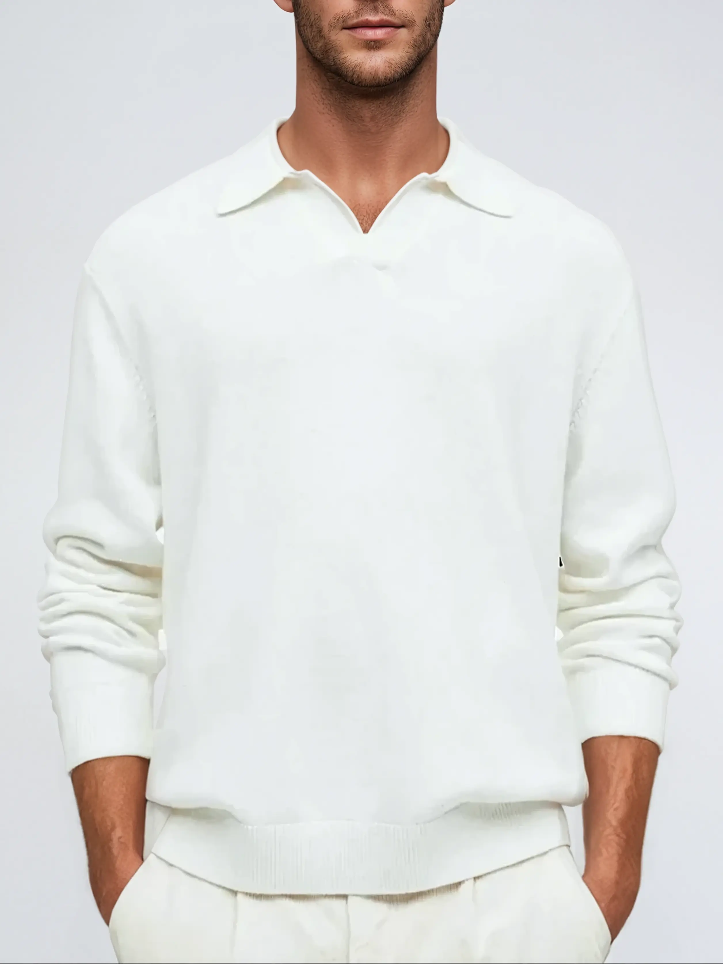 Wool Long-Sleeve Polo