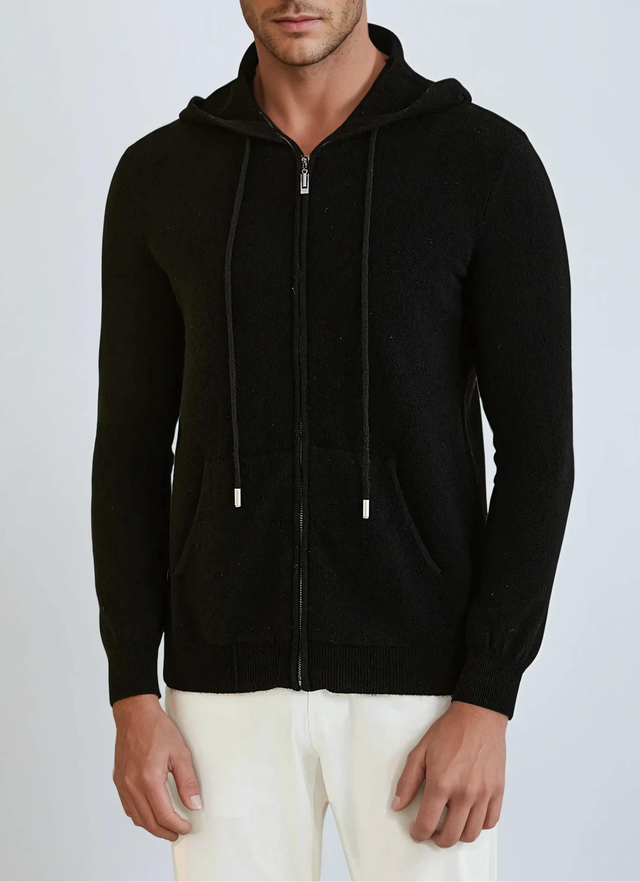 Cashmere Knit Zip Vest – Black
