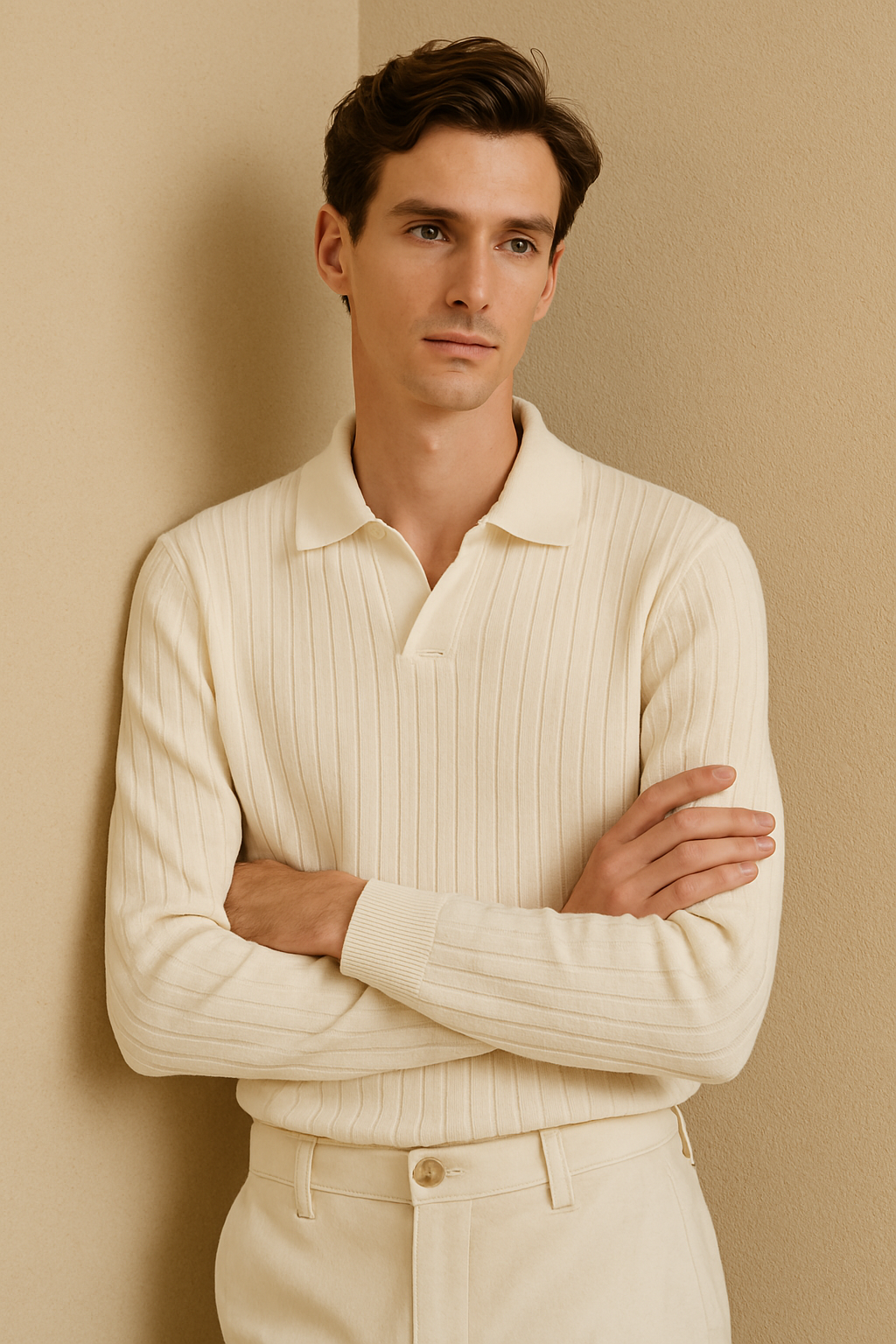 VALENTE Striped Long Sleeve Polo
