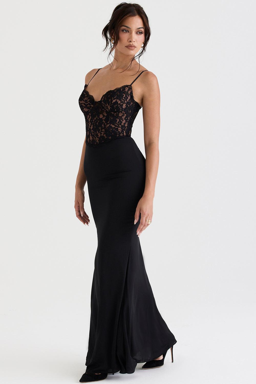 VALENTE® | Black Corset Maxi Dress