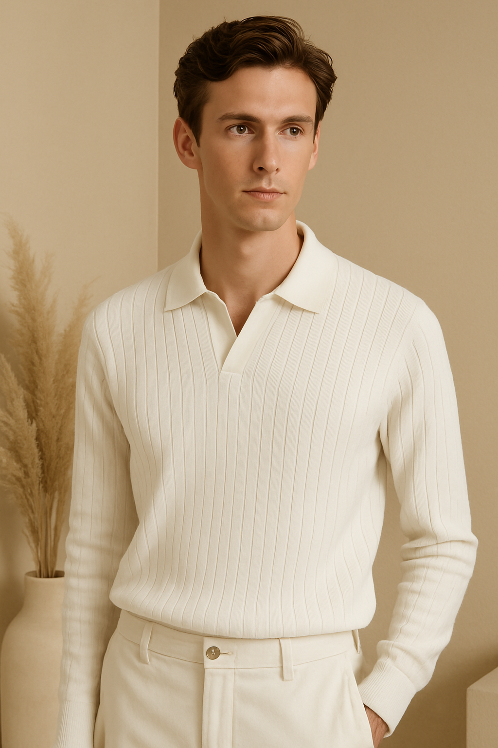 VALENTE Striped Long Sleeve Polo