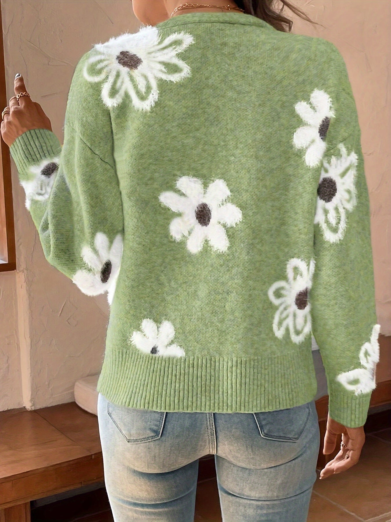 Daisy | Gebreide Cardigan met Bloemmotief