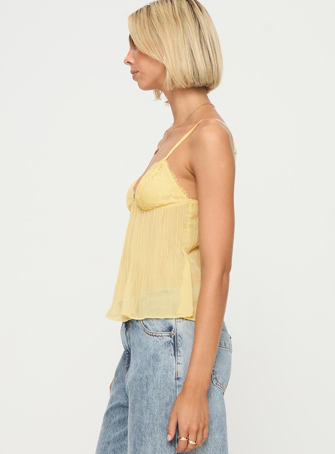 Noa - Yellow Lace Top